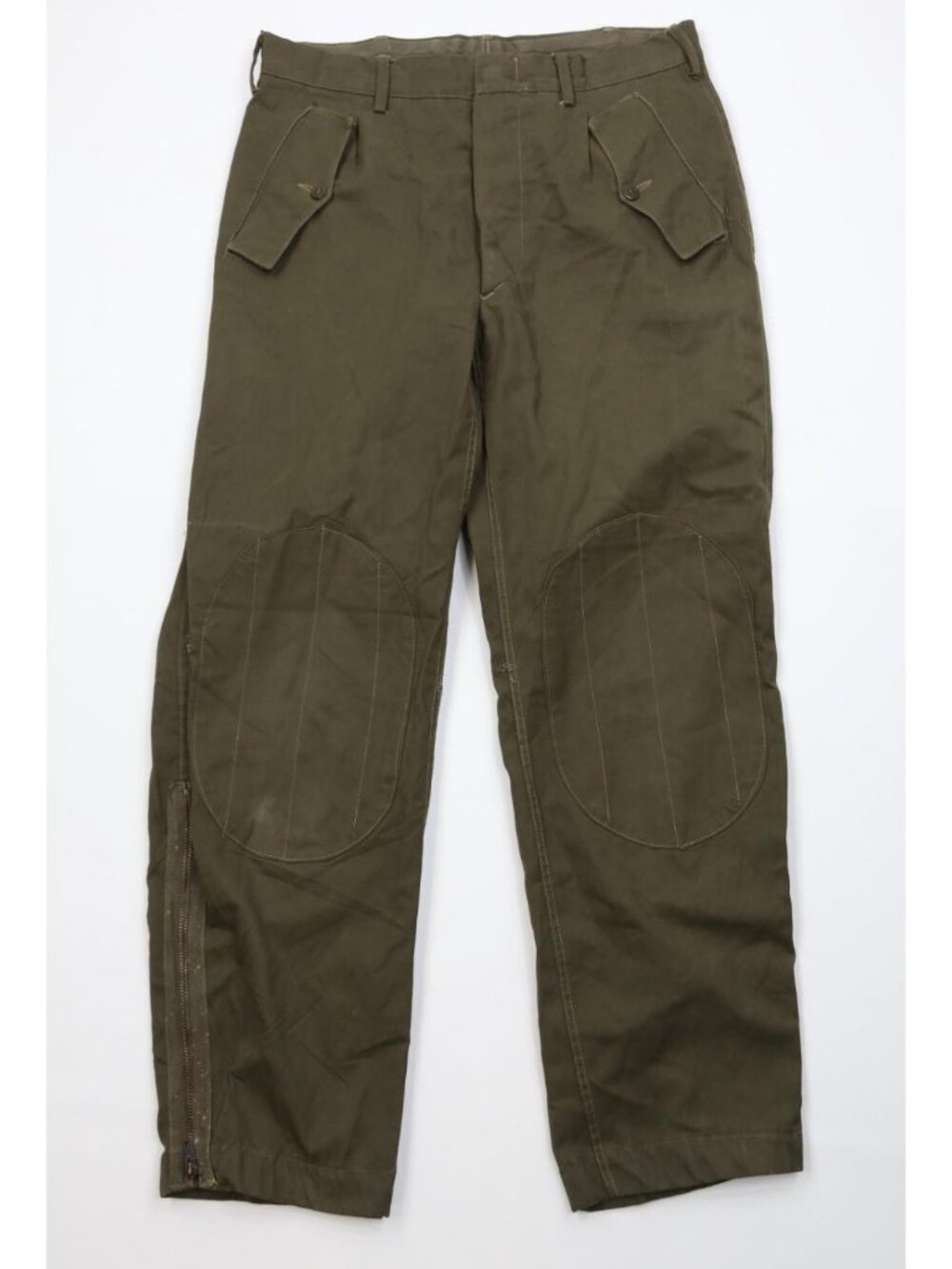Vintage 70s Vietnam War Italy Military Mens 30x27 Double Knee Field Pants Green